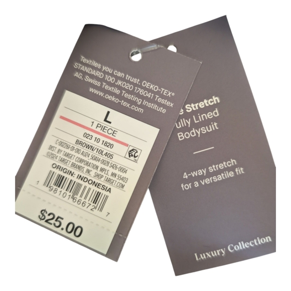 NWT Auden Luxury Collection Brown Scoop Neck Bodysuit L - Picture 3 of 5